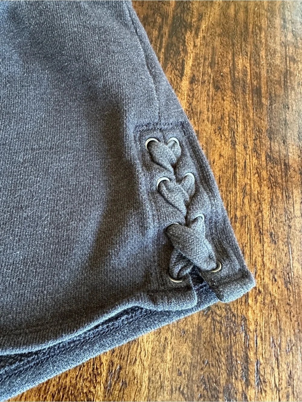 aerie | Charcoal Gray Lace Up Side Knit Lounge Shorts, Size L